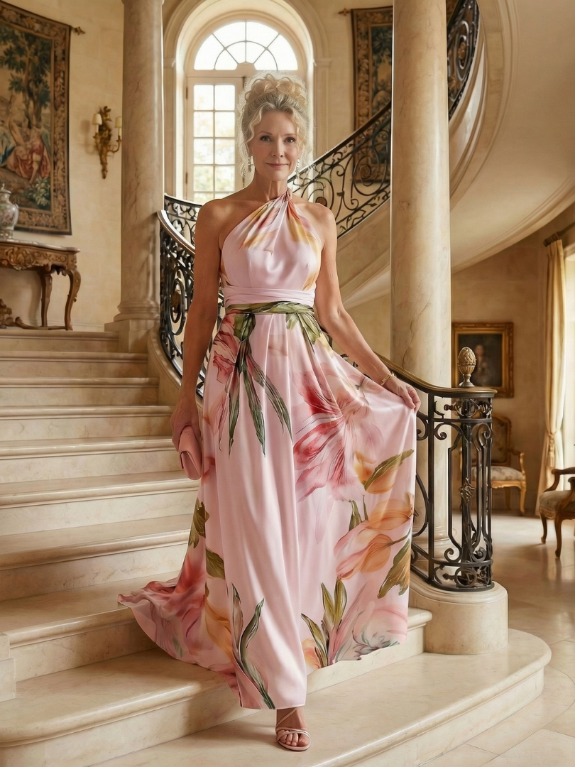 Amiel | Lekka sukienka maxi w kwiaty