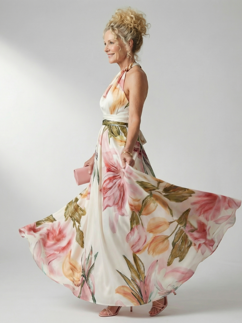 Amiel | Lekka sukienka maxi w kwiaty