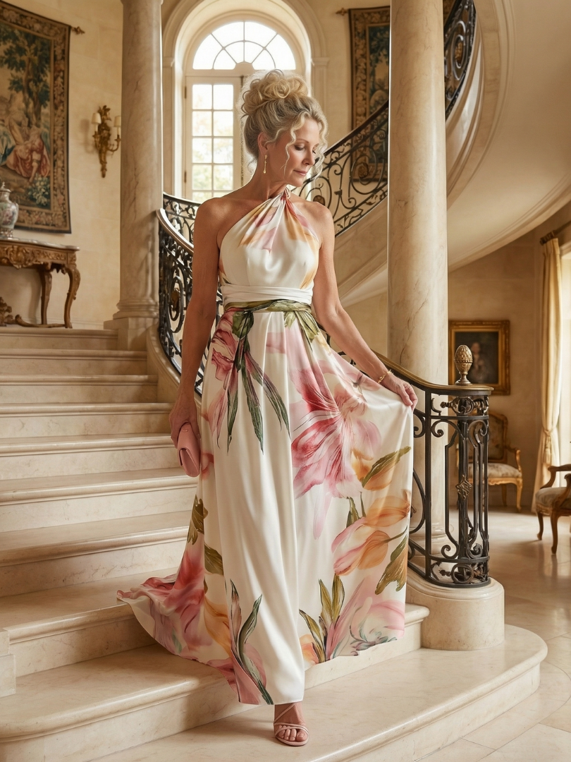 Amiel | Lekka sukienka maxi w kwiaty