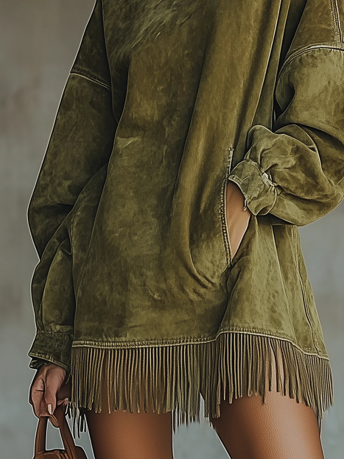 ingrid | Sukienka Suede Frędzle