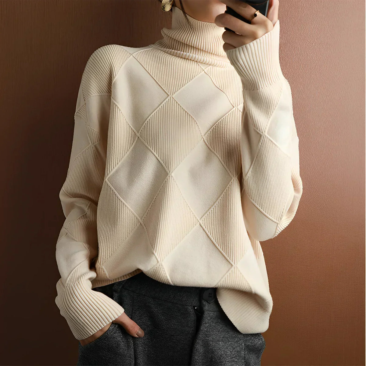 Marcelle | Gruby Sweter z Golfem