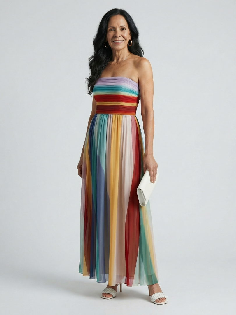 Serene | Sukienka maxi w jasne paski